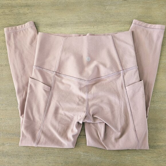 ATHLETA Salutation Stash Pocket II Printed 7/8 Tight Dusty Pink XSP - Picture 3 of 7